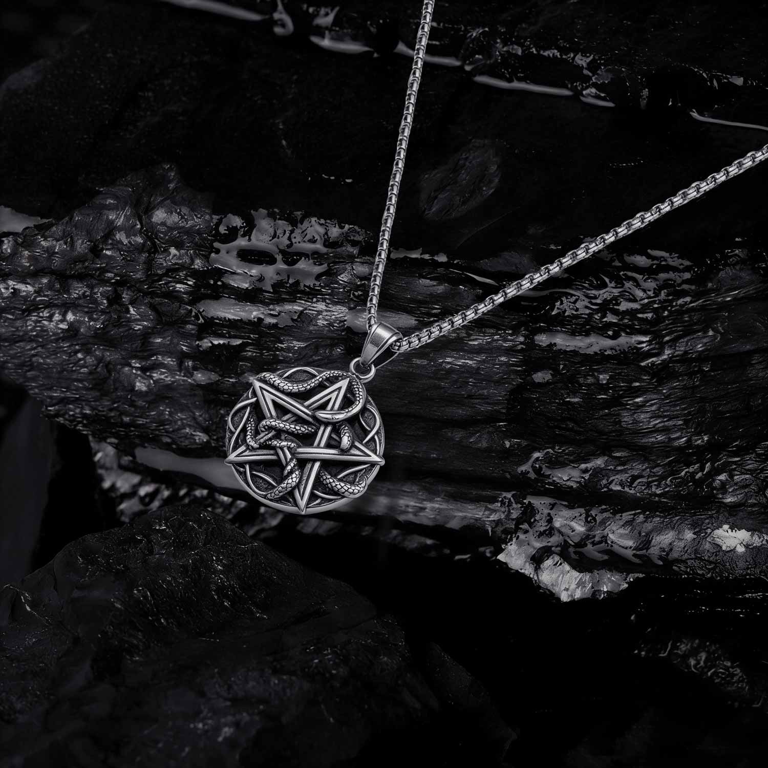 Entwined Snake Pentagram Necklace
