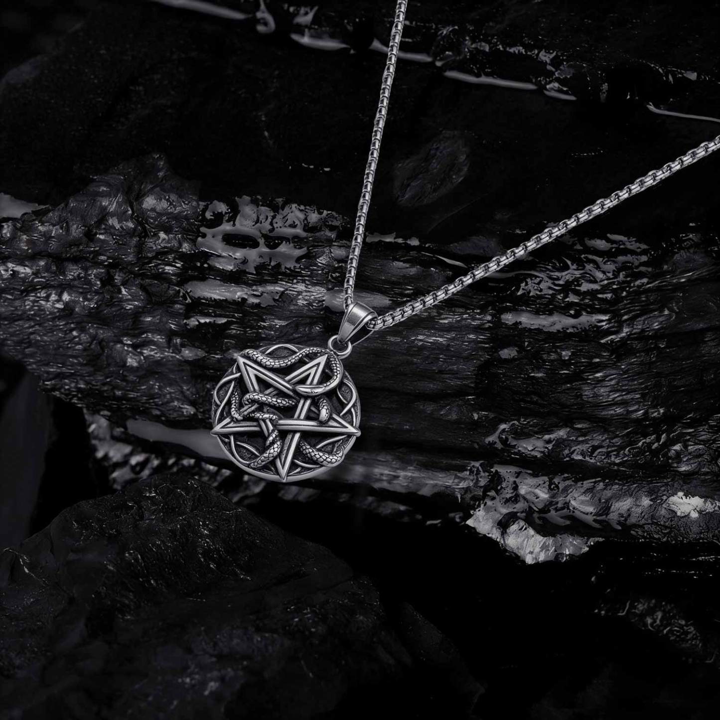 Entwined Snake Pentagram Necklace