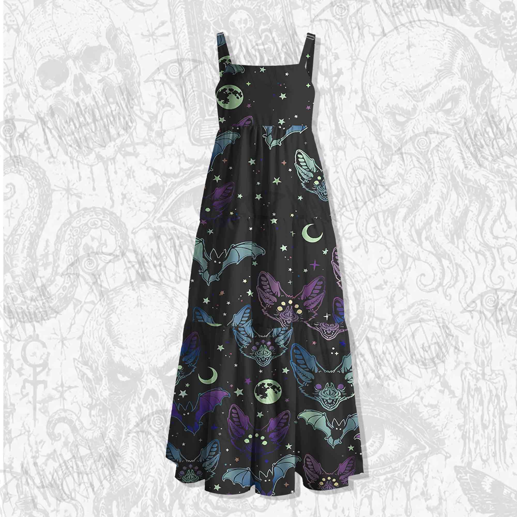 Bats Spaghetti Strap Long Dress
