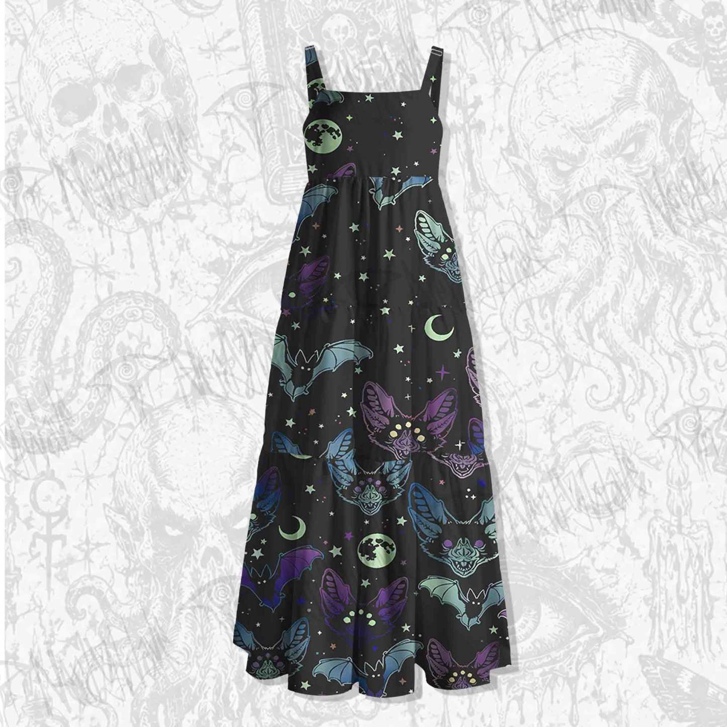 Bats Spaghetti Strap Long Dress