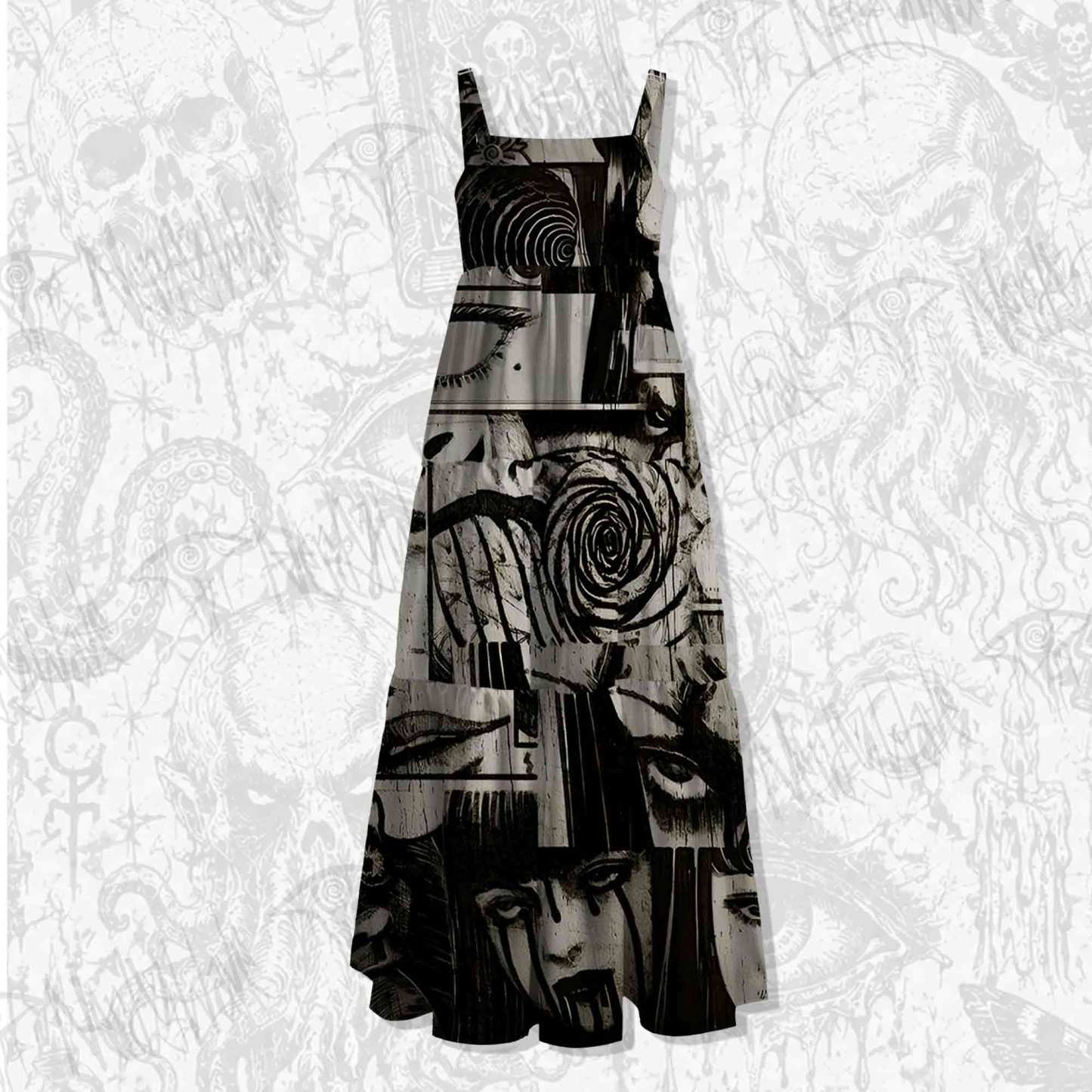 Eyes of Horrors Spaghetti Strap Long Dress
