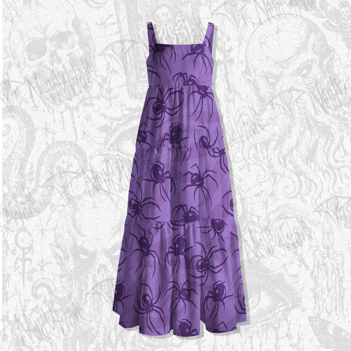 Spiders Spaghetti Strap Long Dress