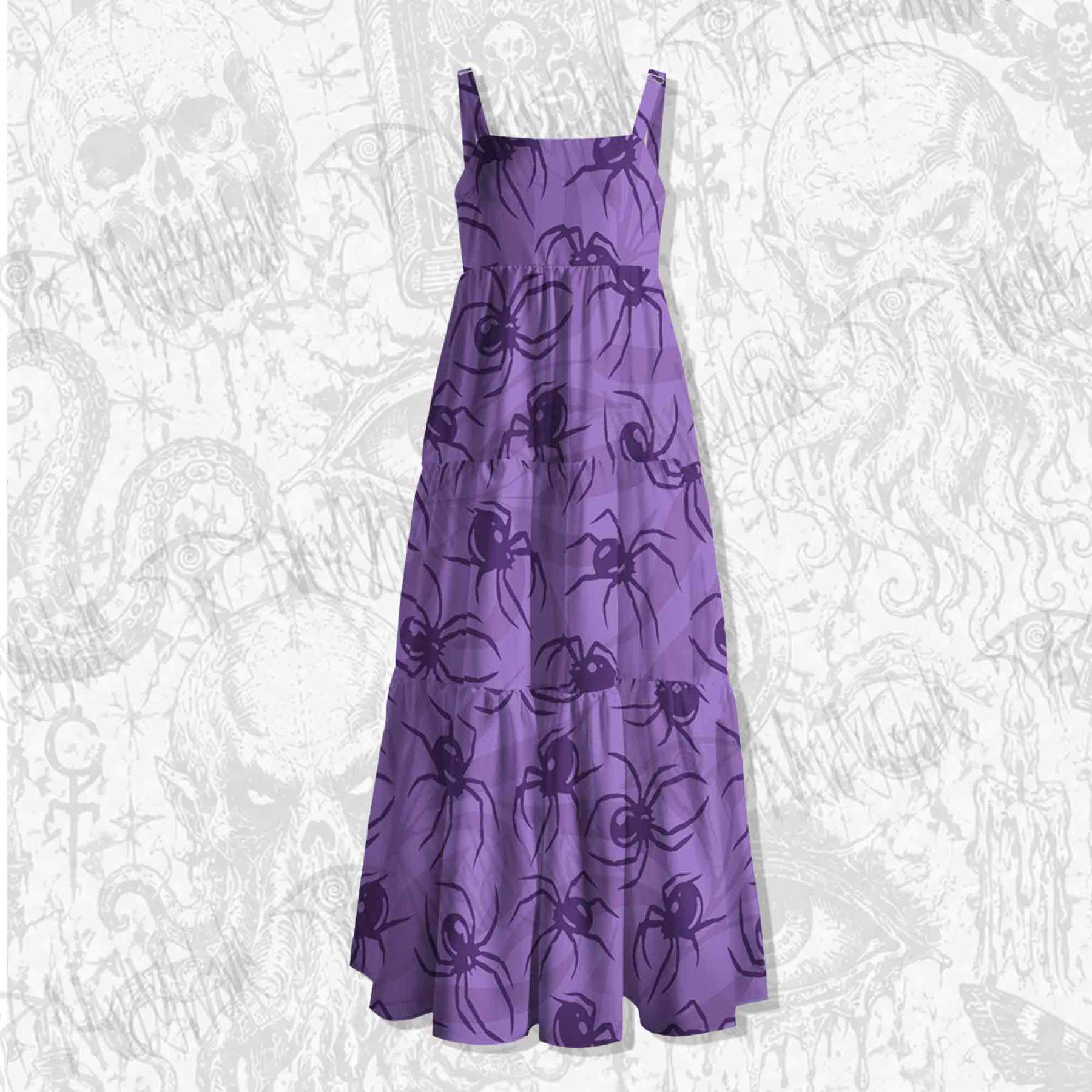 Spiders Spaghetti Strap Long Dress