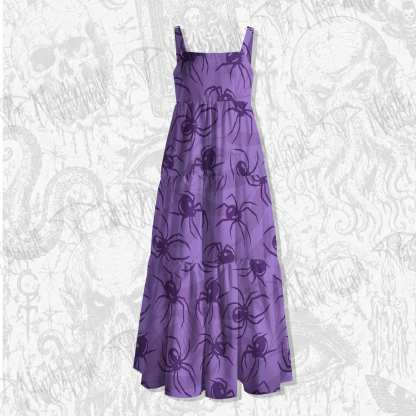 Spiders Spaghetti Strap Long Dress
