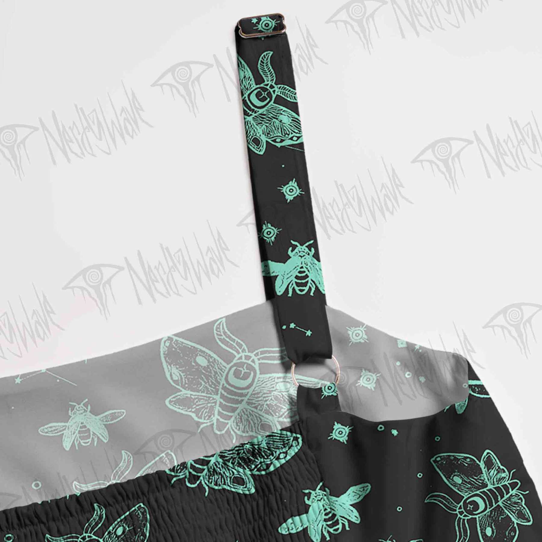 Midnight Flying Insects Spaghetti Strap Long Dress