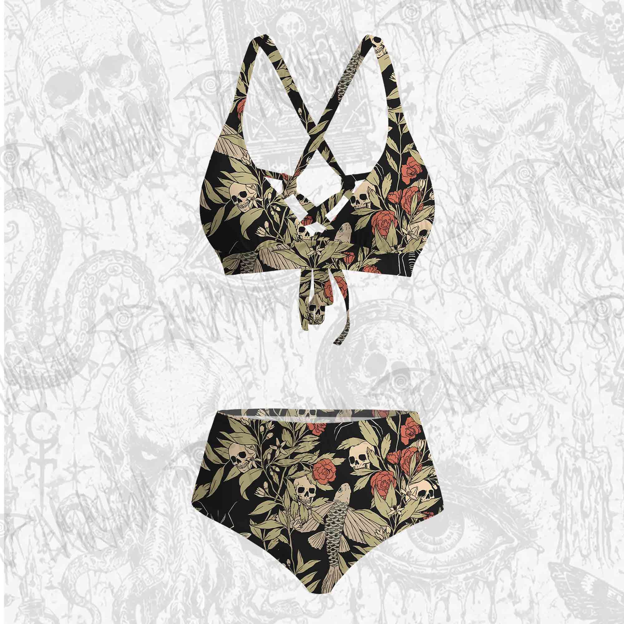 Skull and Flying Fish Bikini Set