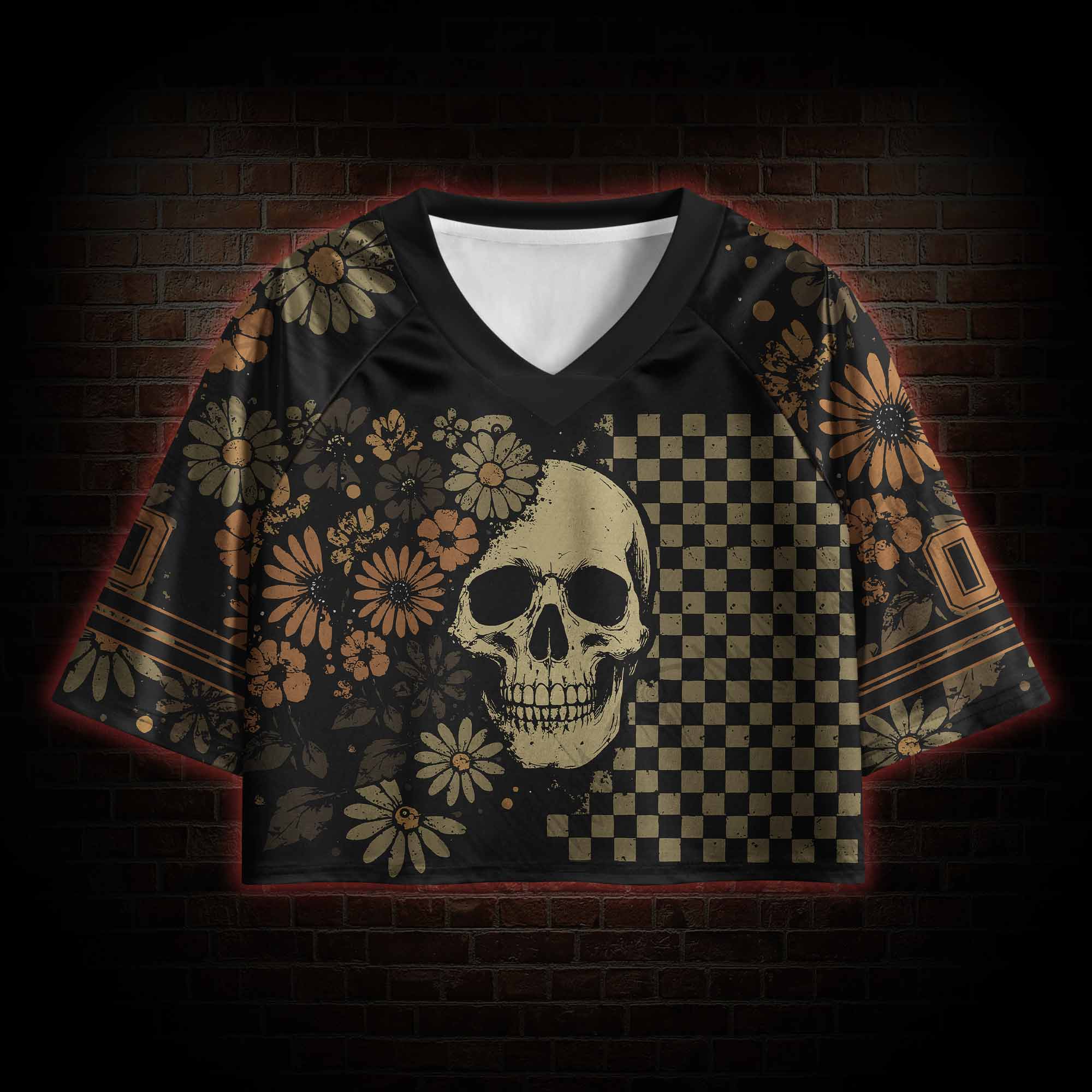 Floral Skull Sports Crop Jersey