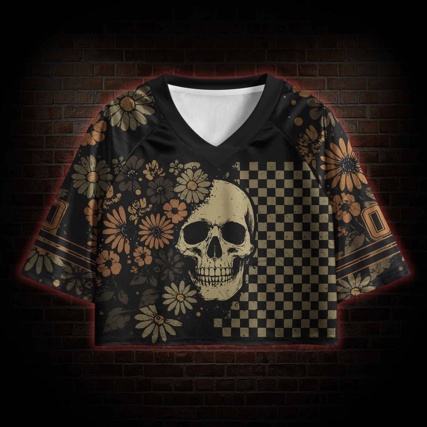 Floral Skull Sports Crop Jersey