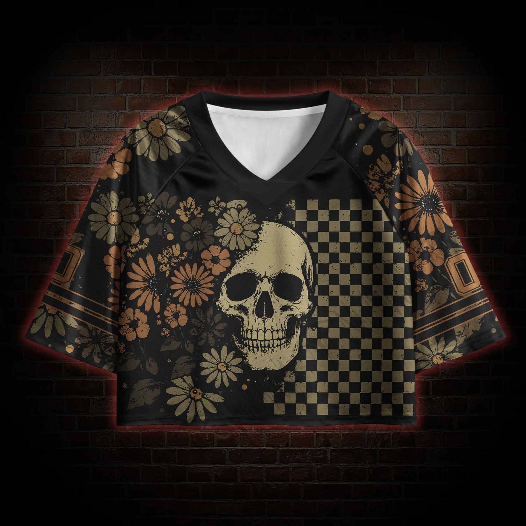 Floral Skull Sports Crop Jersey