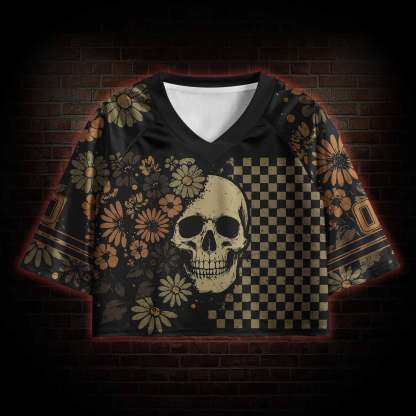 Floral Skull Sports Crop Jersey