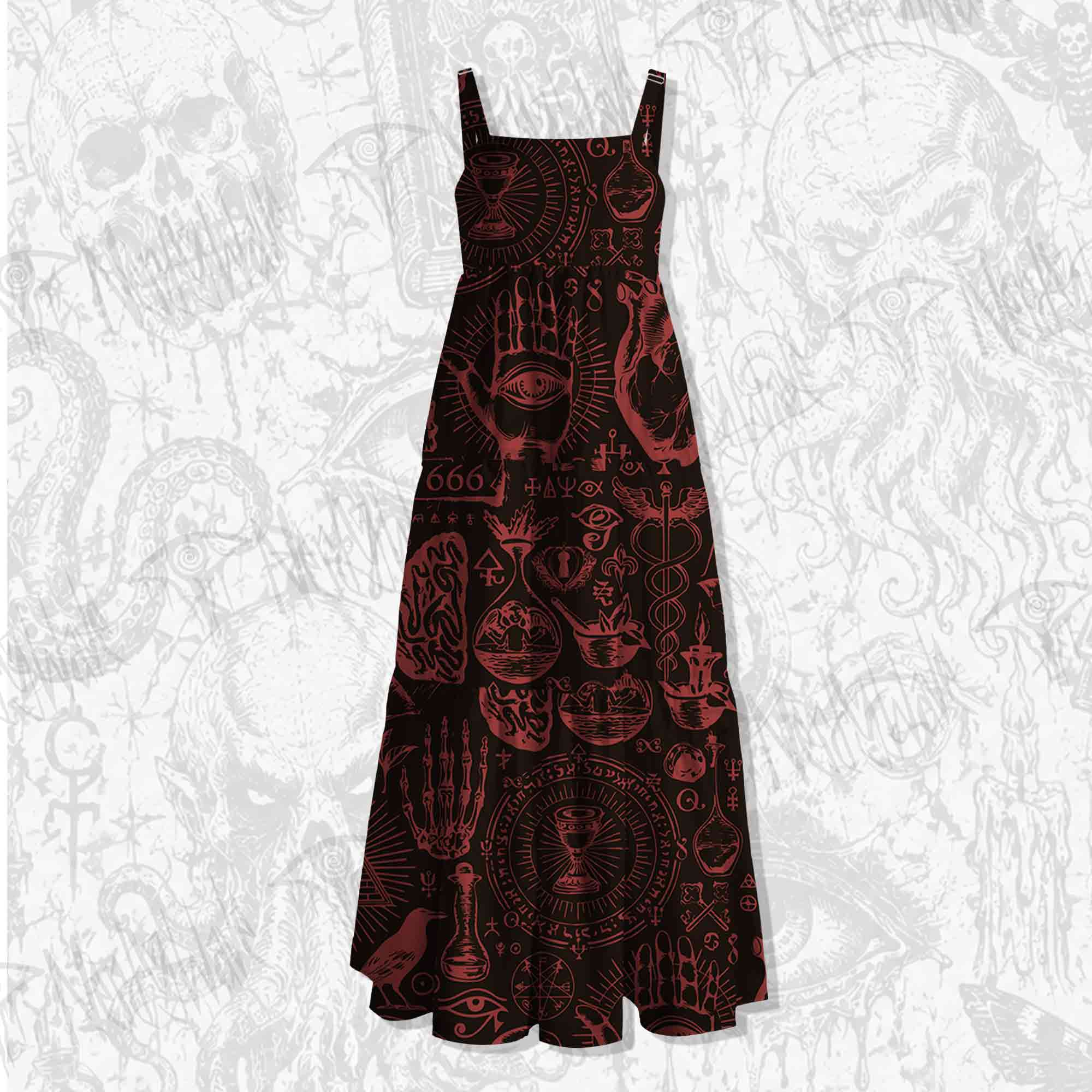 Occultism Spaghetti Strap Long Dress