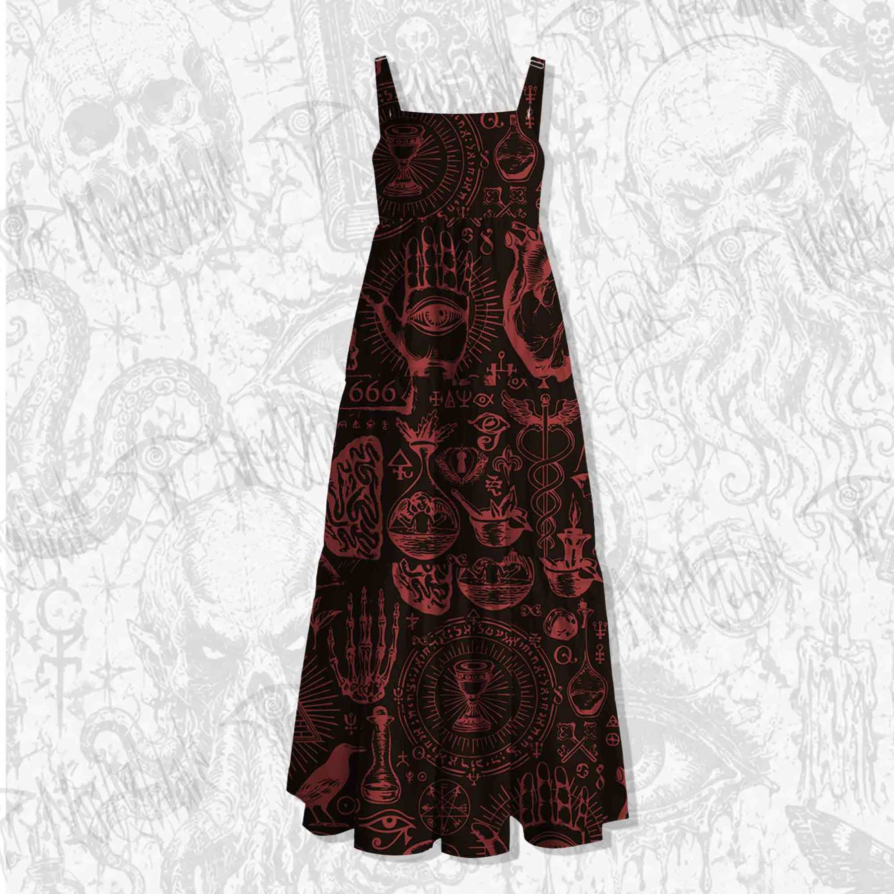 Occultism Spaghetti Strap Long Dress