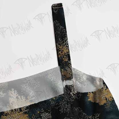 Overlooking the Dark Forest Spaghetti Strap Long Dress