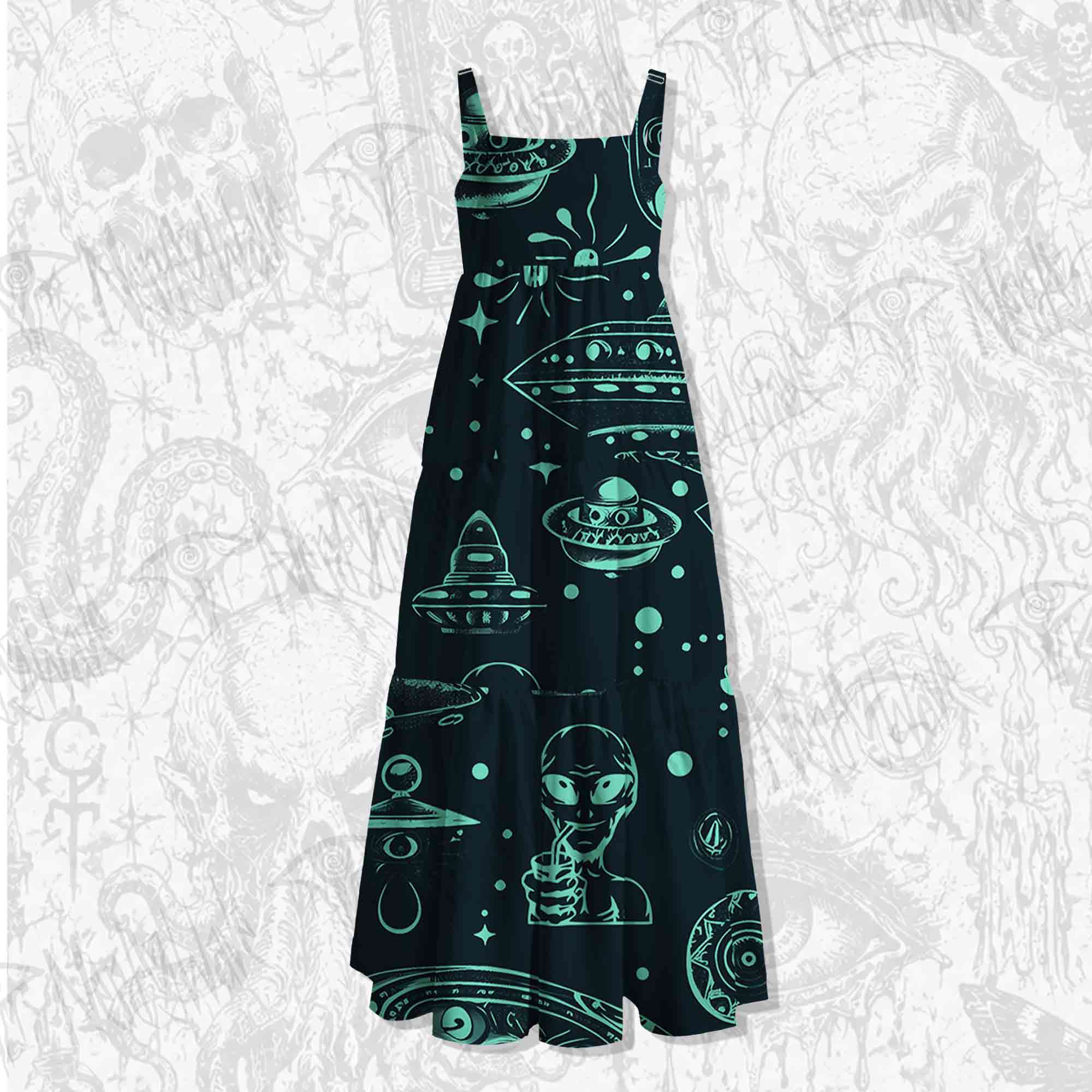 Outer Space Spaghetti Strap Long Dress