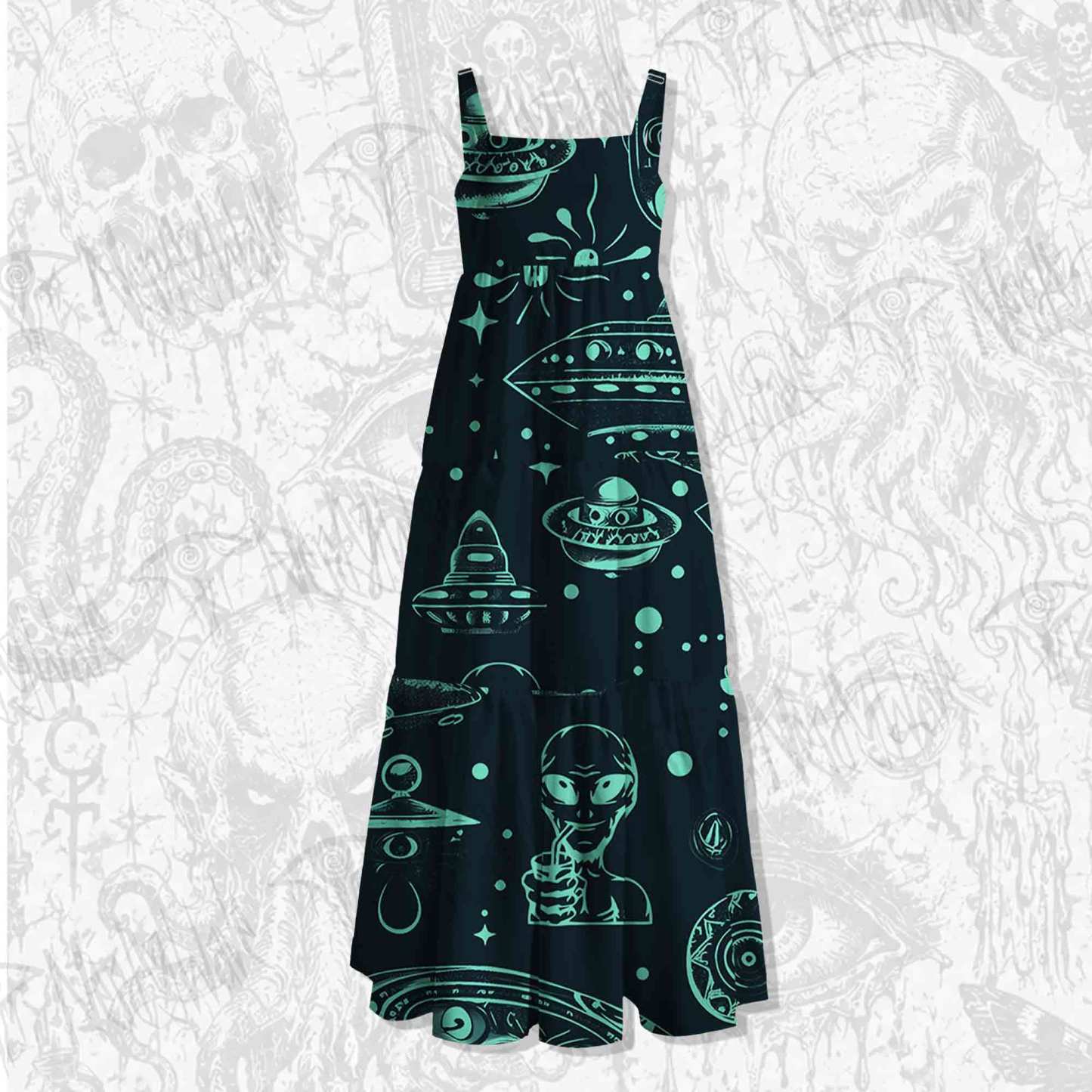 Outer Space Spaghetti Strap Long Dress