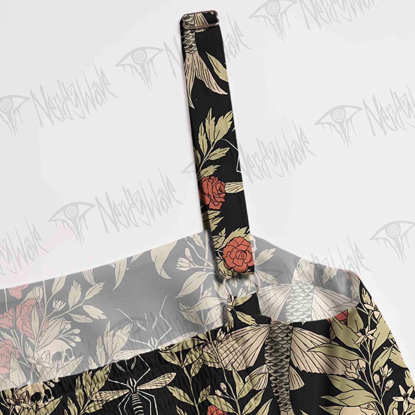 Skull and Flying Fish Spaghetti Strap Long Dress