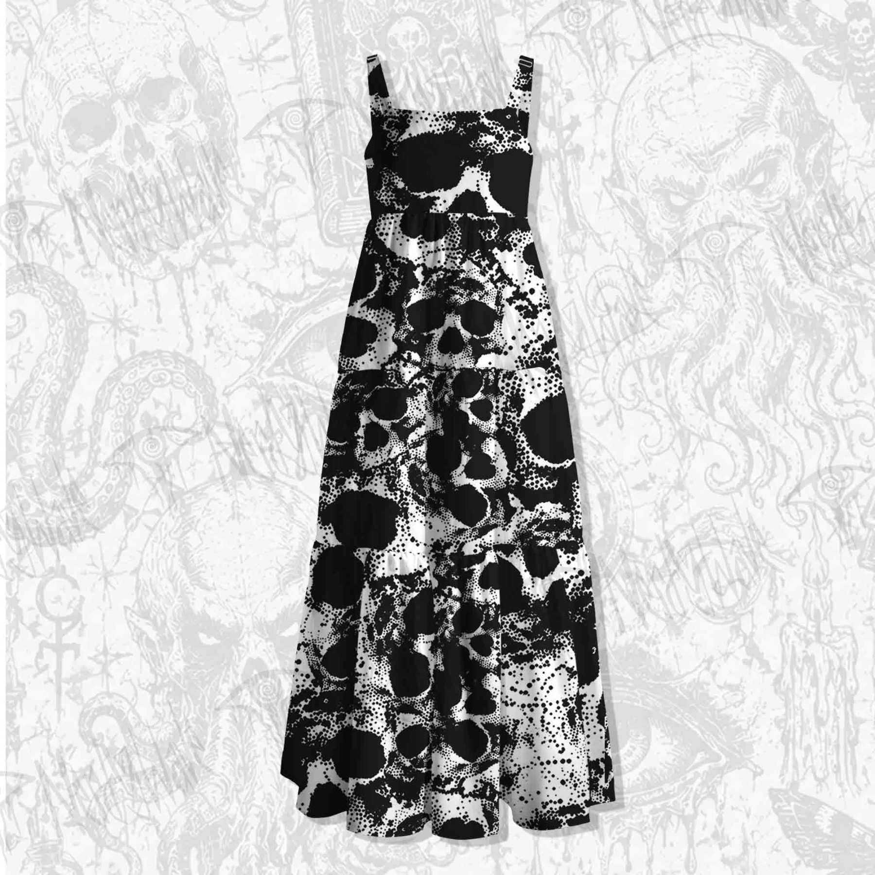 Horror Skull Spaghetti Strap Long Dress