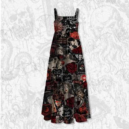 Vintage Stay Spooky Spaghetti Strap Long Dress