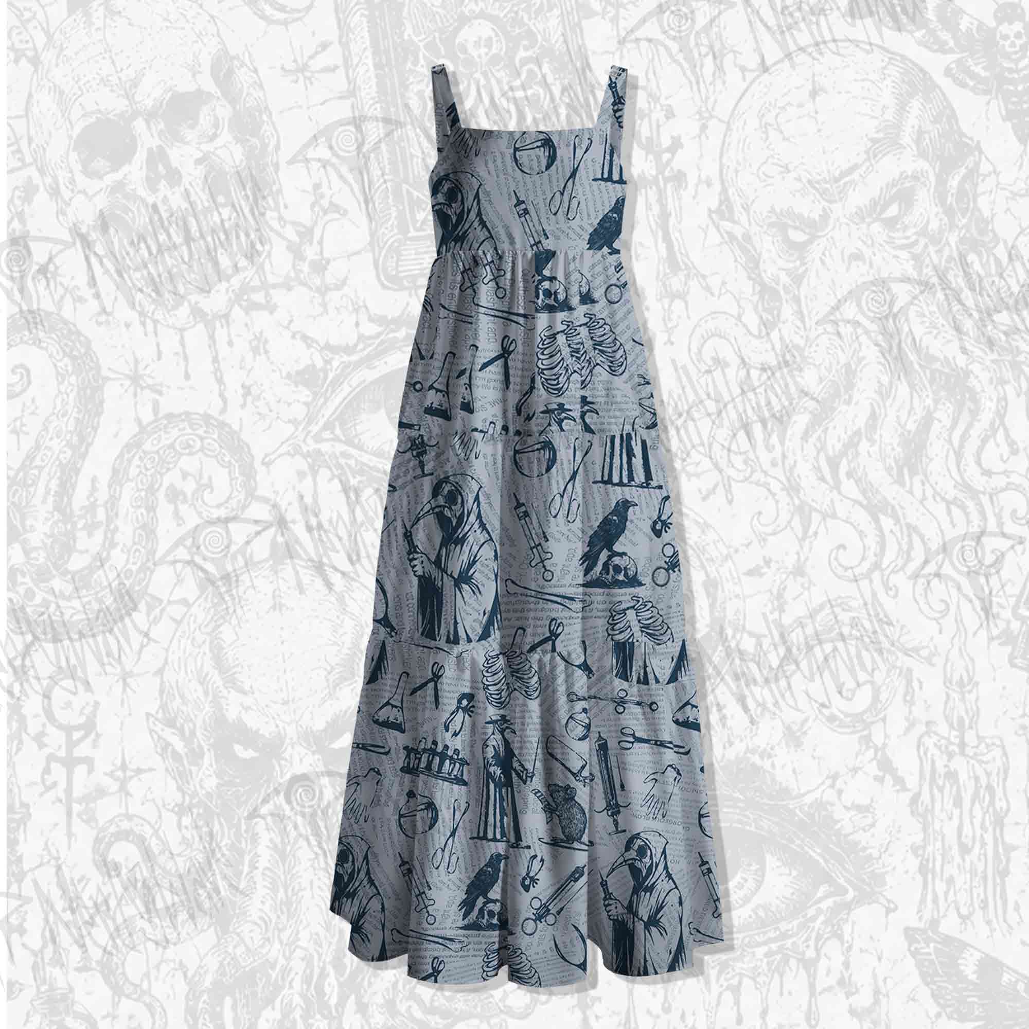 Black Death Spaghetti Strap Long Dress