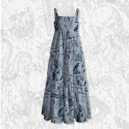 Black Death Spaghetti Strap Long Dress