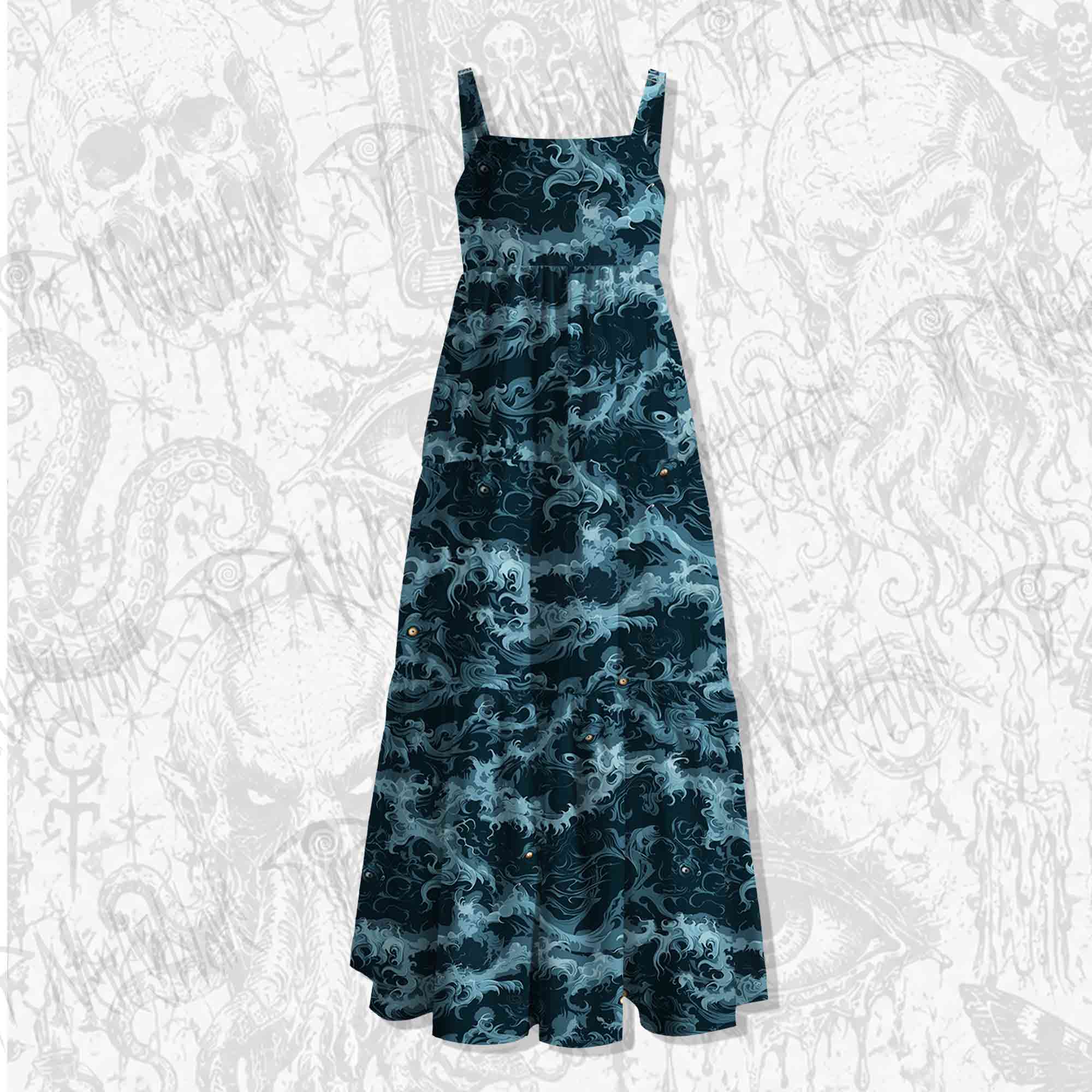 Wave Spaghetti Strap Long Dress