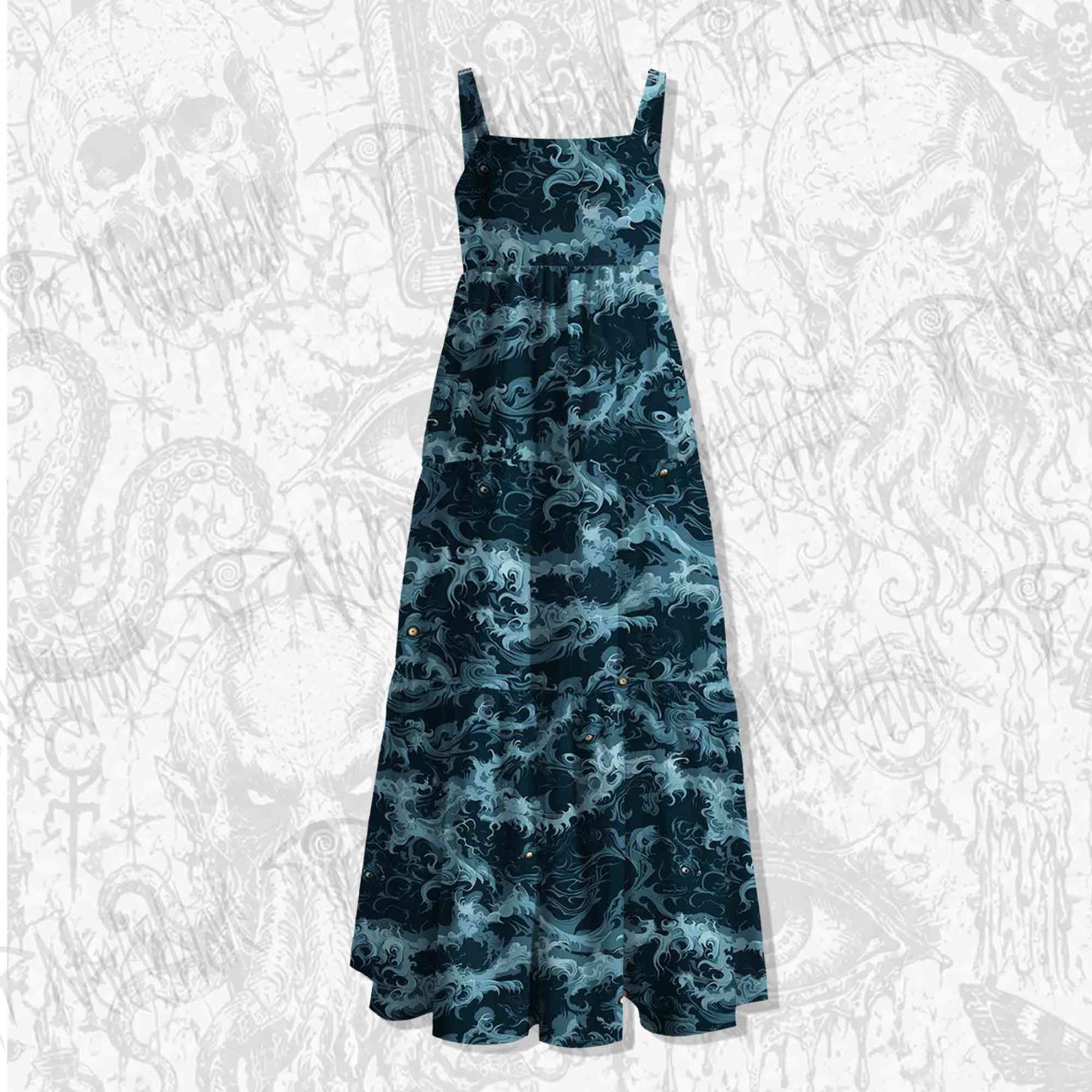 Wave Spaghetti Strap Long Dress