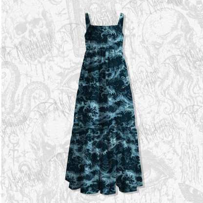 Wave Spaghetti Strap Long Dress