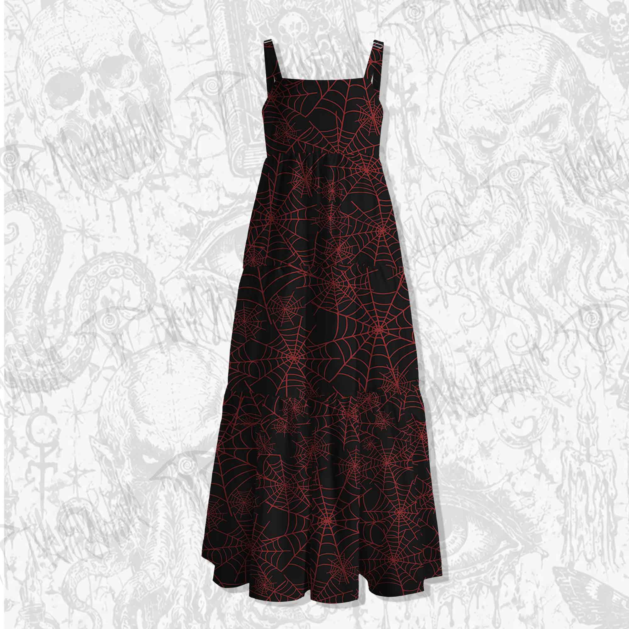 Spider Web Spaghetti Strap Long Dress