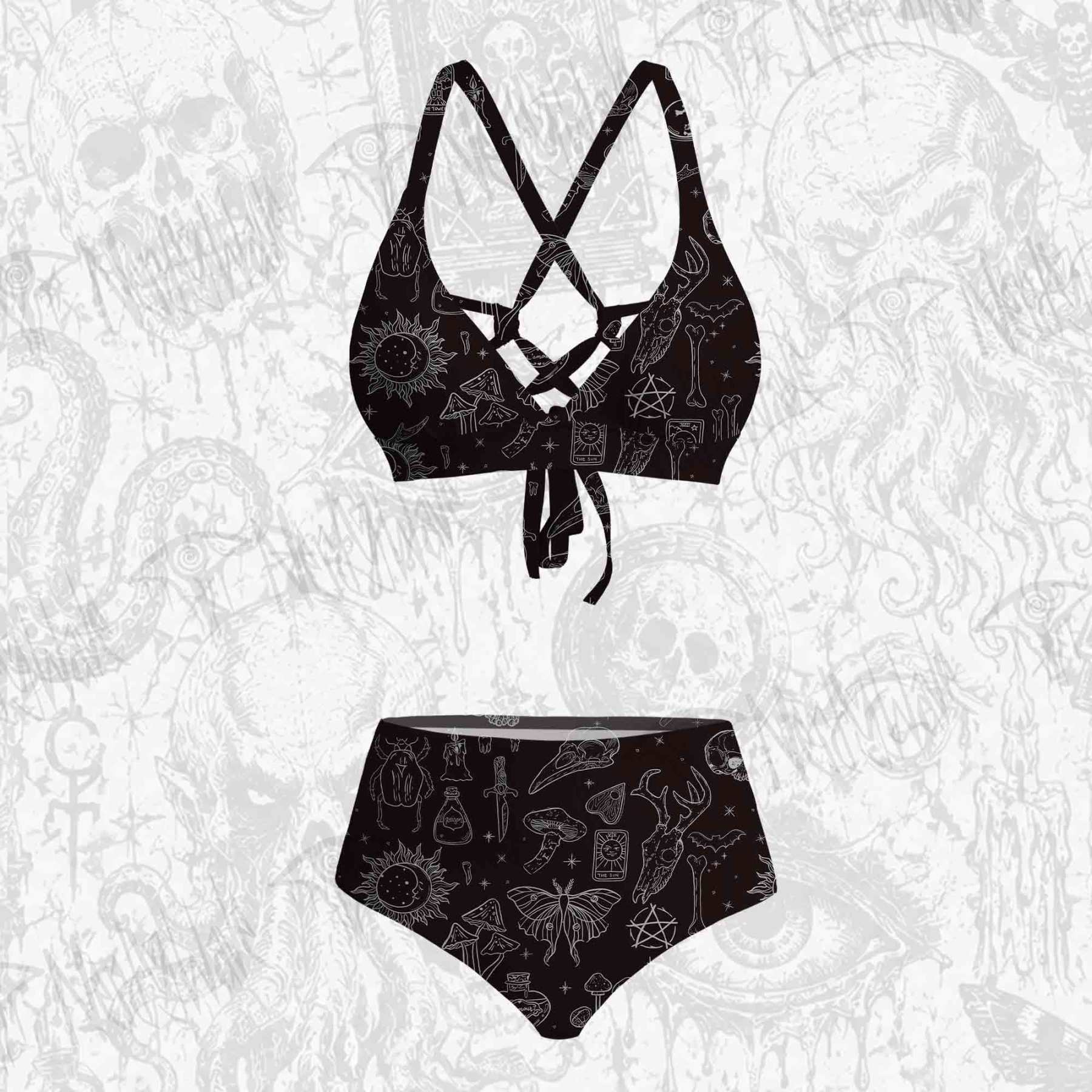 Mystical Symbols and Skulls Bikini Set