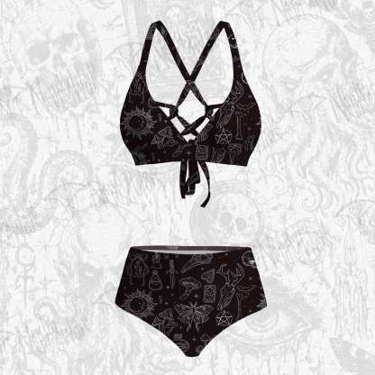 Mystical Symbols and Skulls Bikini Set