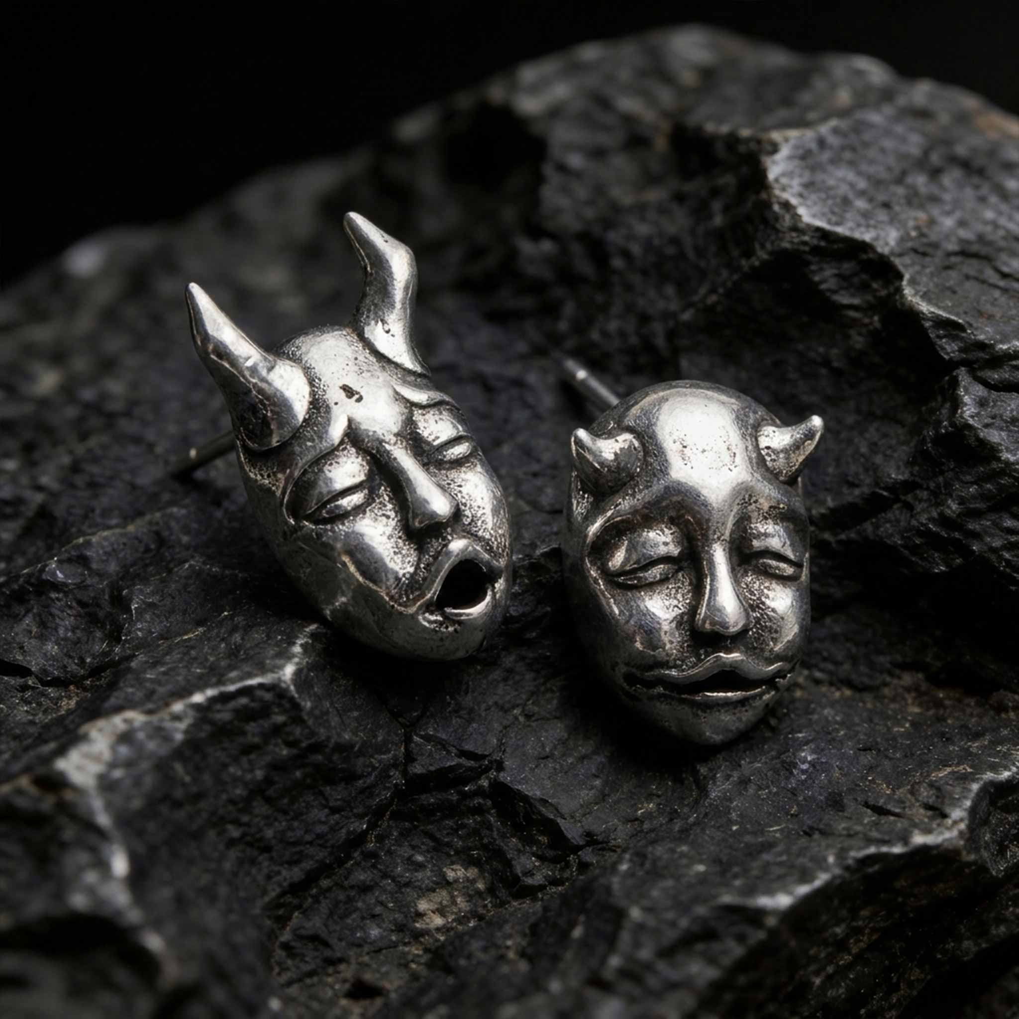 Horned Demon Baby Face Earrings