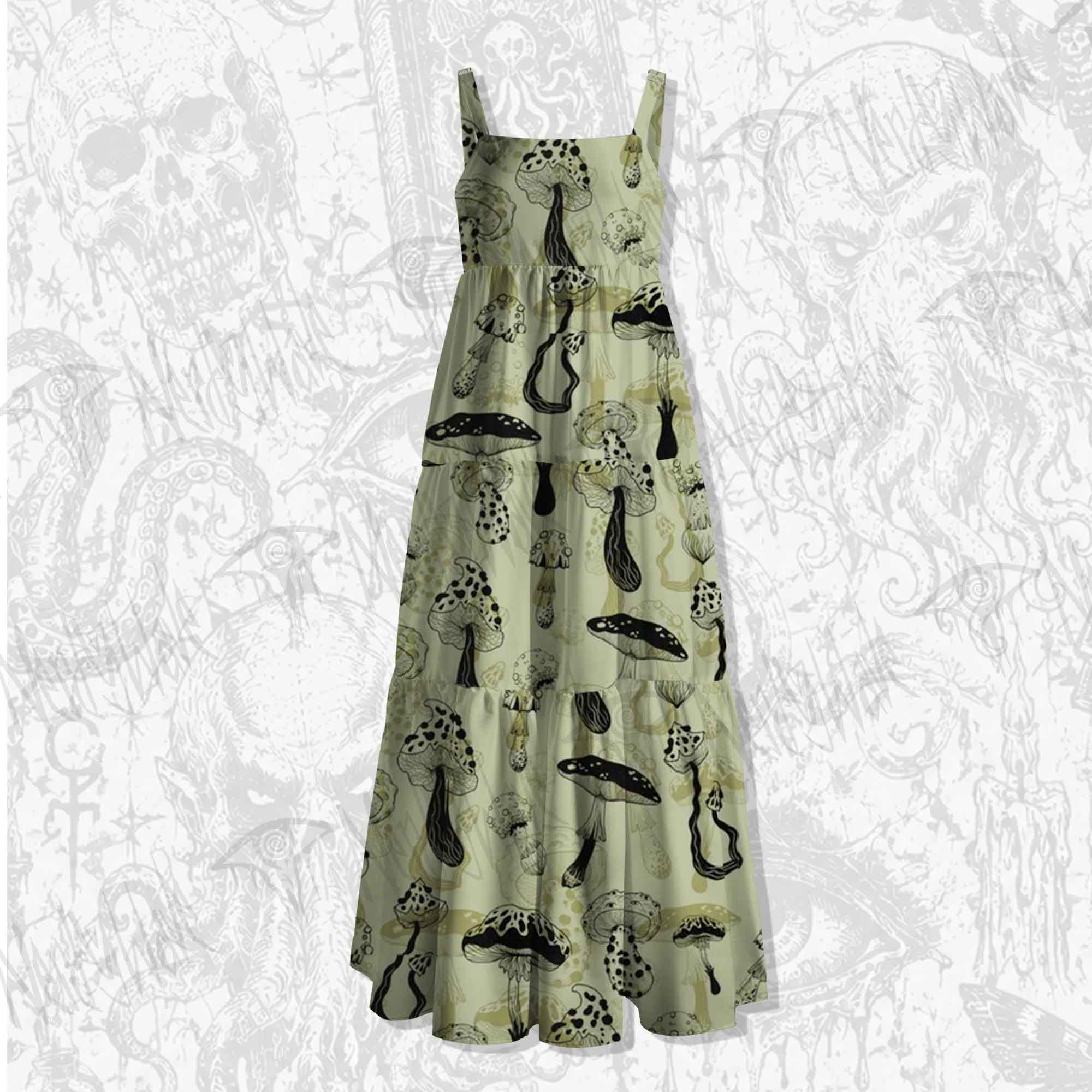 Mushroom Wide Straps Maxi Dress