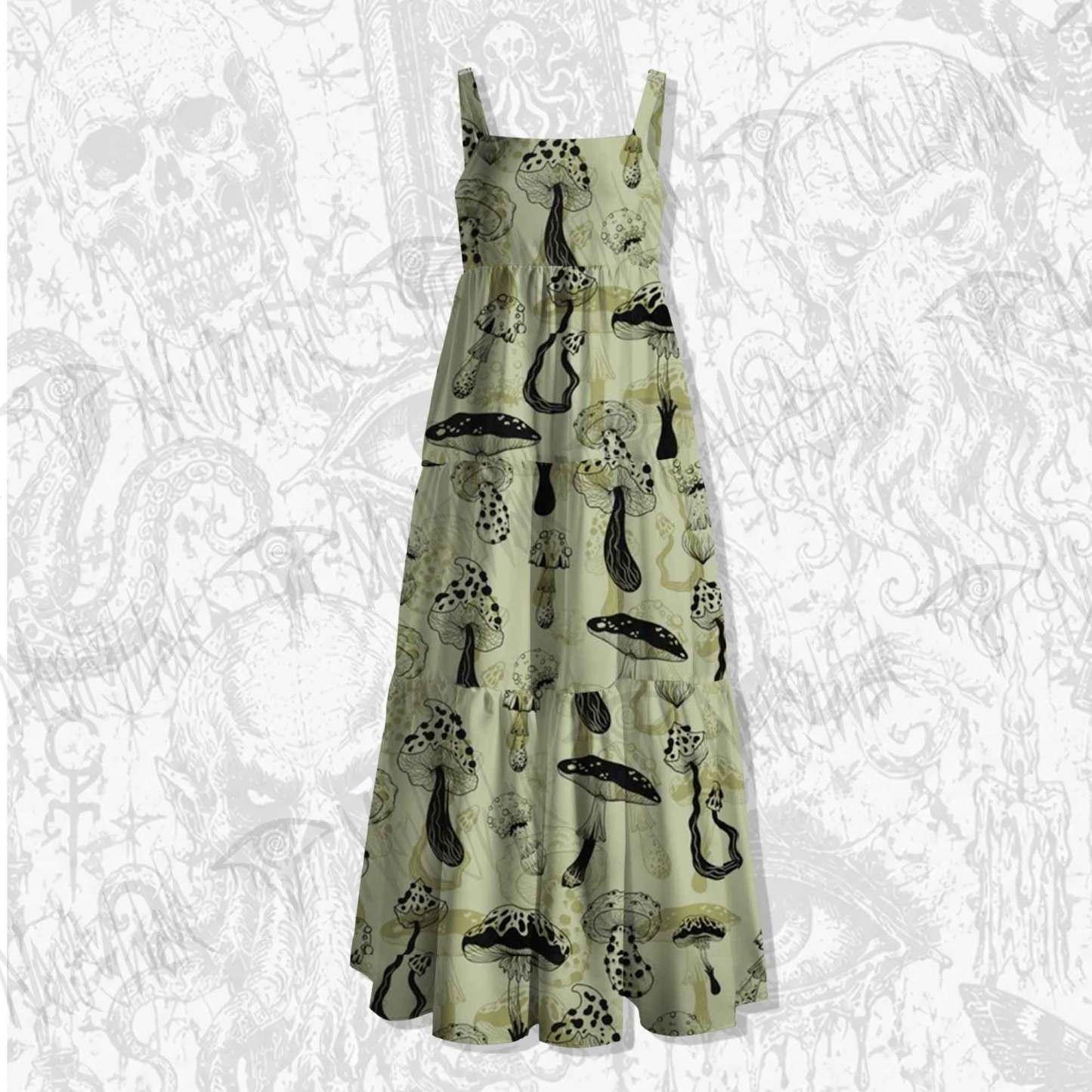 Mushroom Wide Straps Maxi Dress