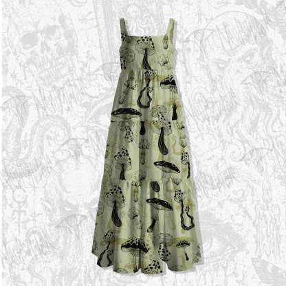 Mushroom Wide Straps Maxi Dress