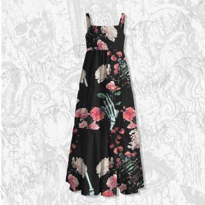 Gothic Floral Wide Straps Maxi Dress