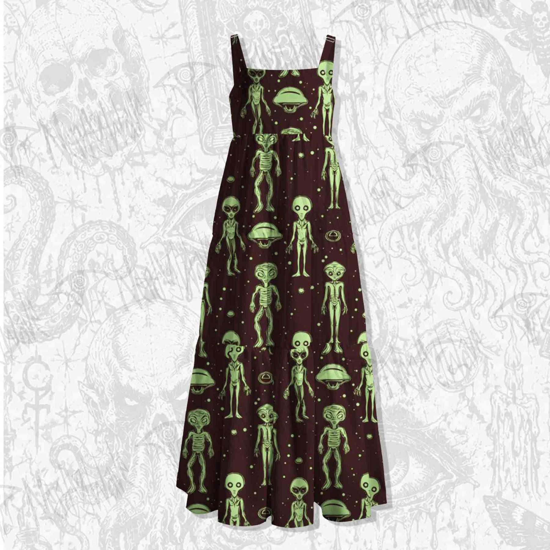 Alien Invasion Wide Straps Maxi Dress