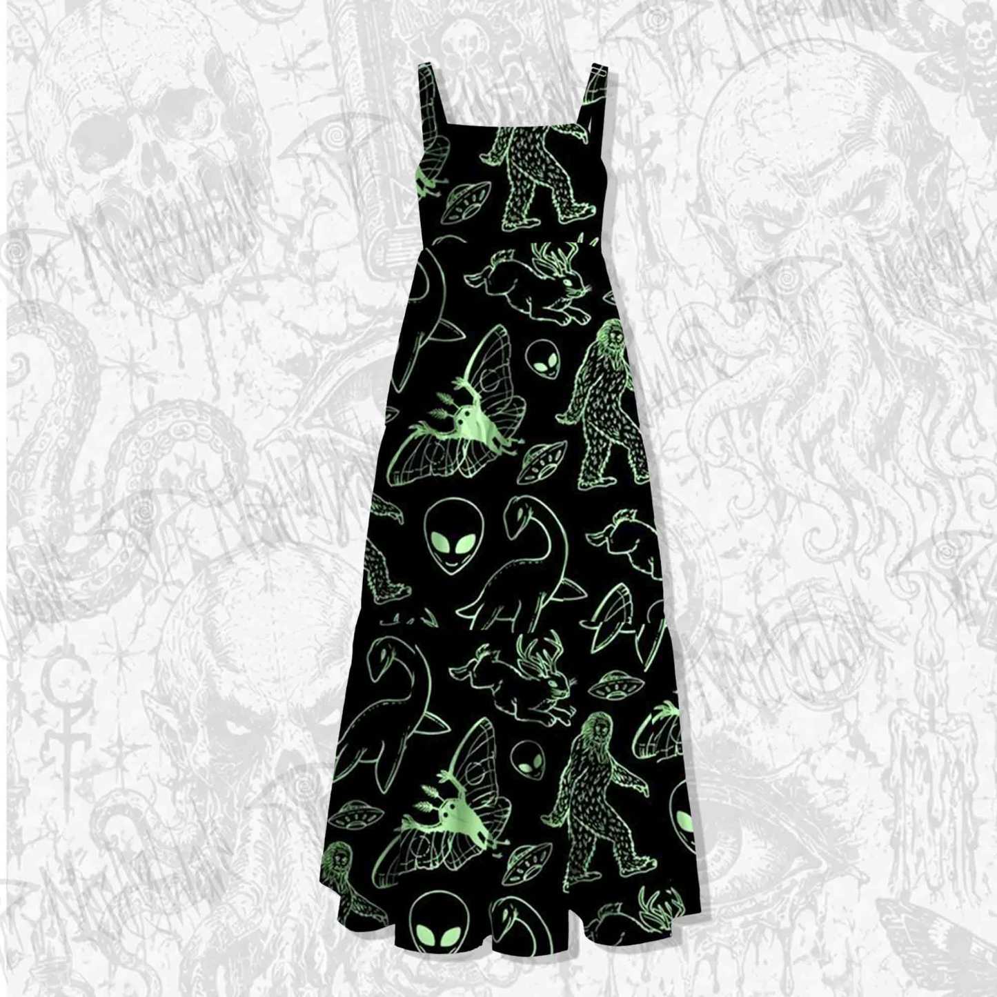 Cryptid Night Wide Straps Maxi Dress