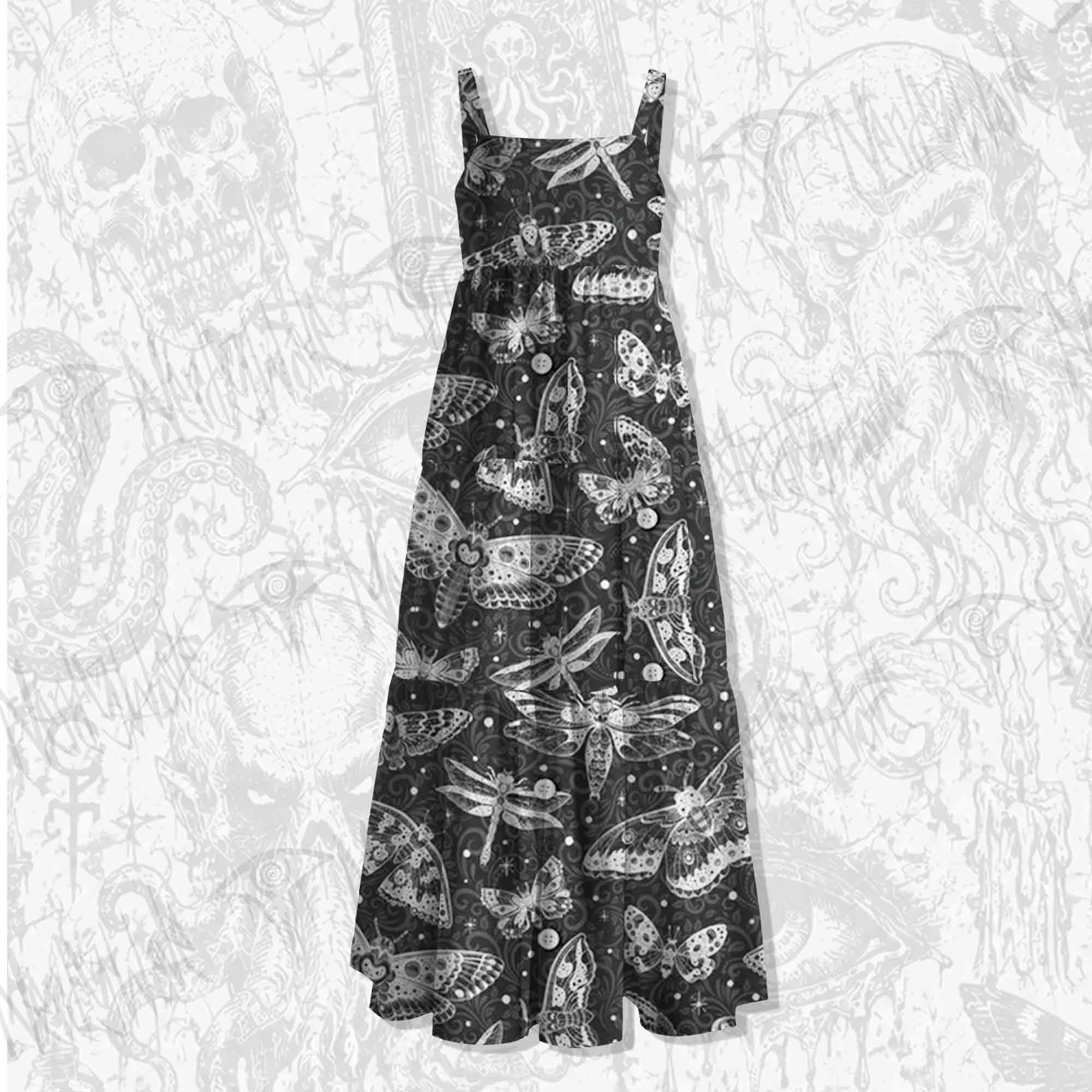 Goth Moth Straps Maxi Dress