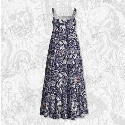 Spooky Carnival Wide Straps Maxi Dress