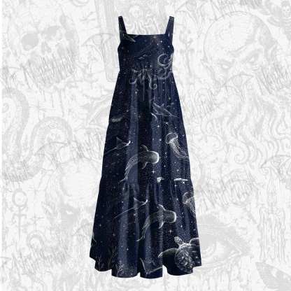 Deep Sea Jellyfish Wide Straps Maxi Dress