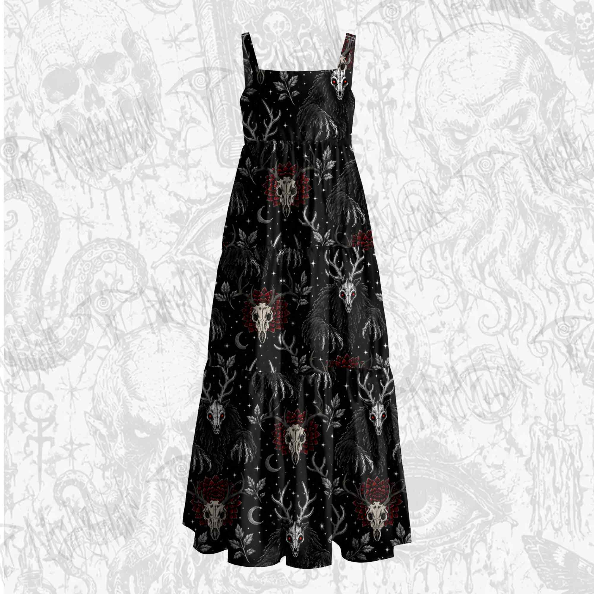 Wendigo Skulls Wide Straps Maxi Dress