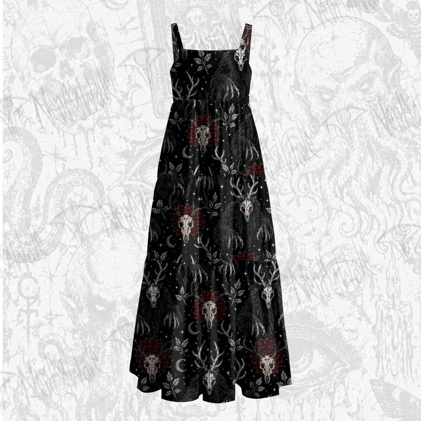 Wendigo Skulls Wide Straps Maxi Dress