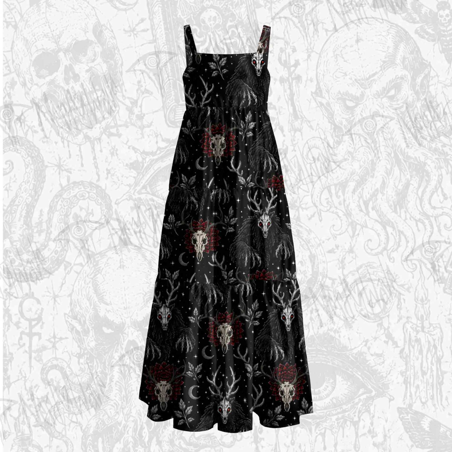 Wendigo Skulls Wide Straps Maxi Dress
