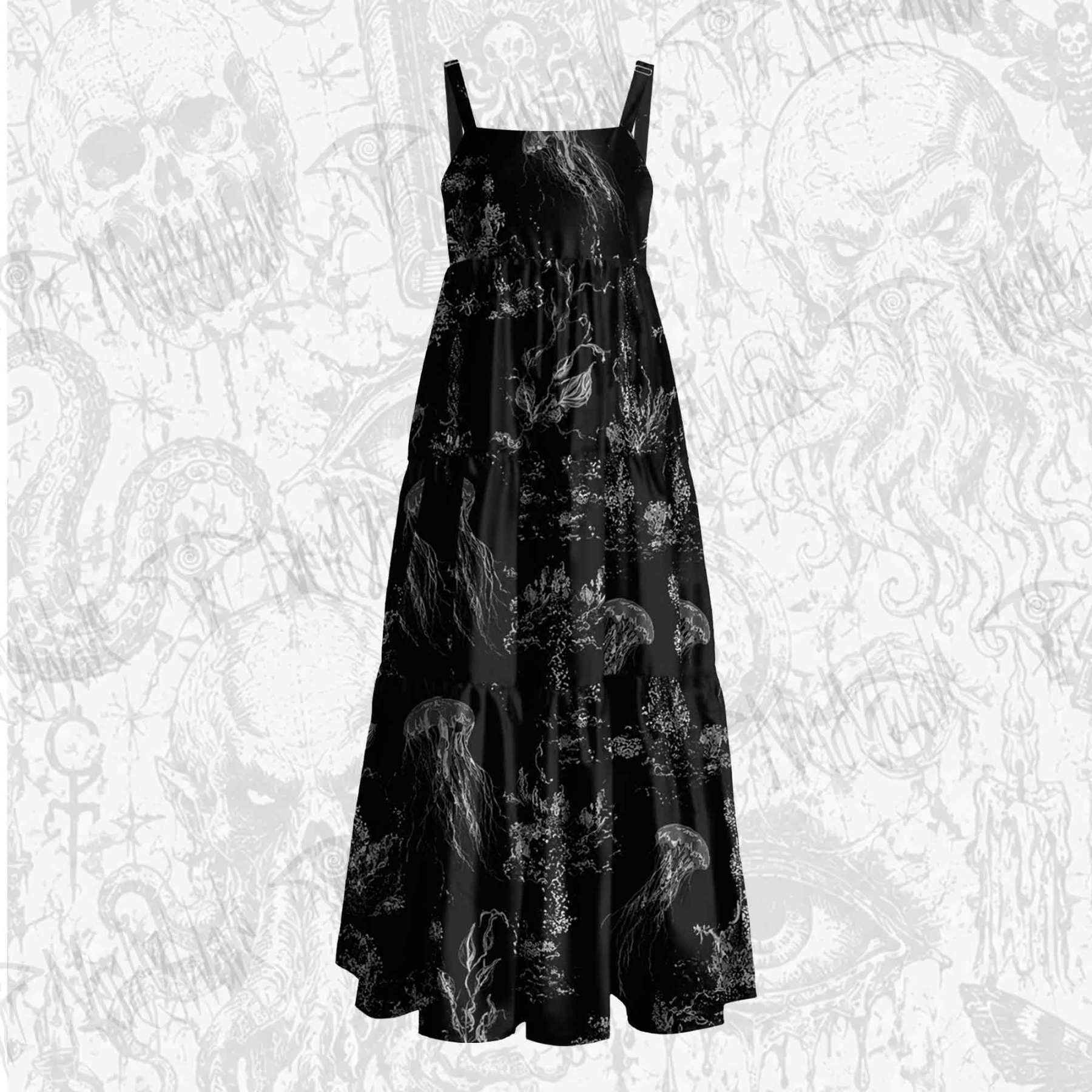 Jellyfish Vintage Wide Straps Maxi Dress