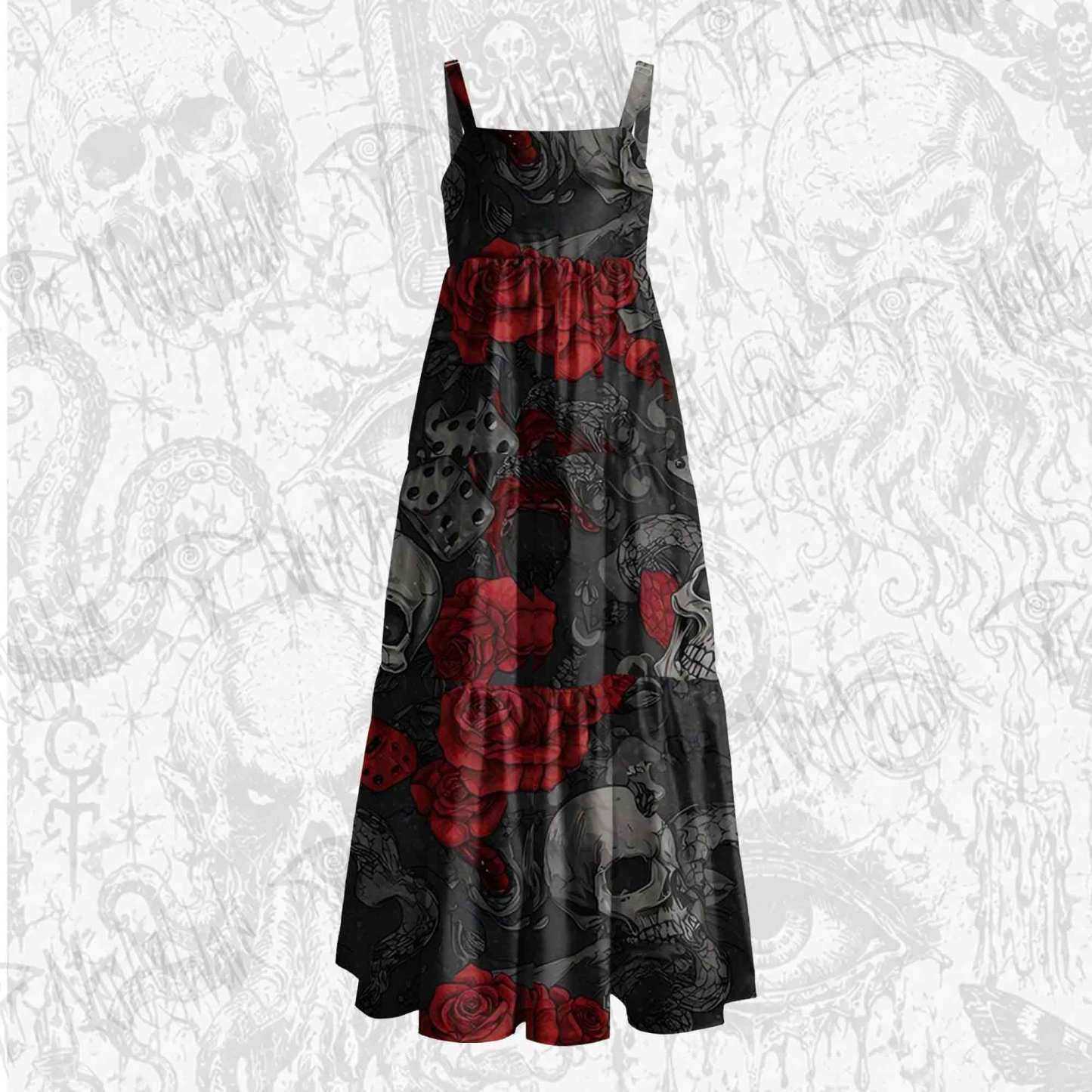 Midnight Bloom Wide Straps Maxi Dress