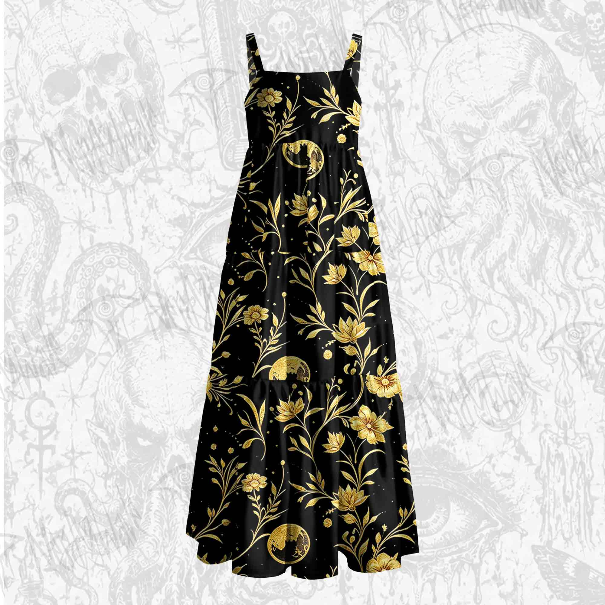 Golden Oracle Wide Straps Maxi Dress
