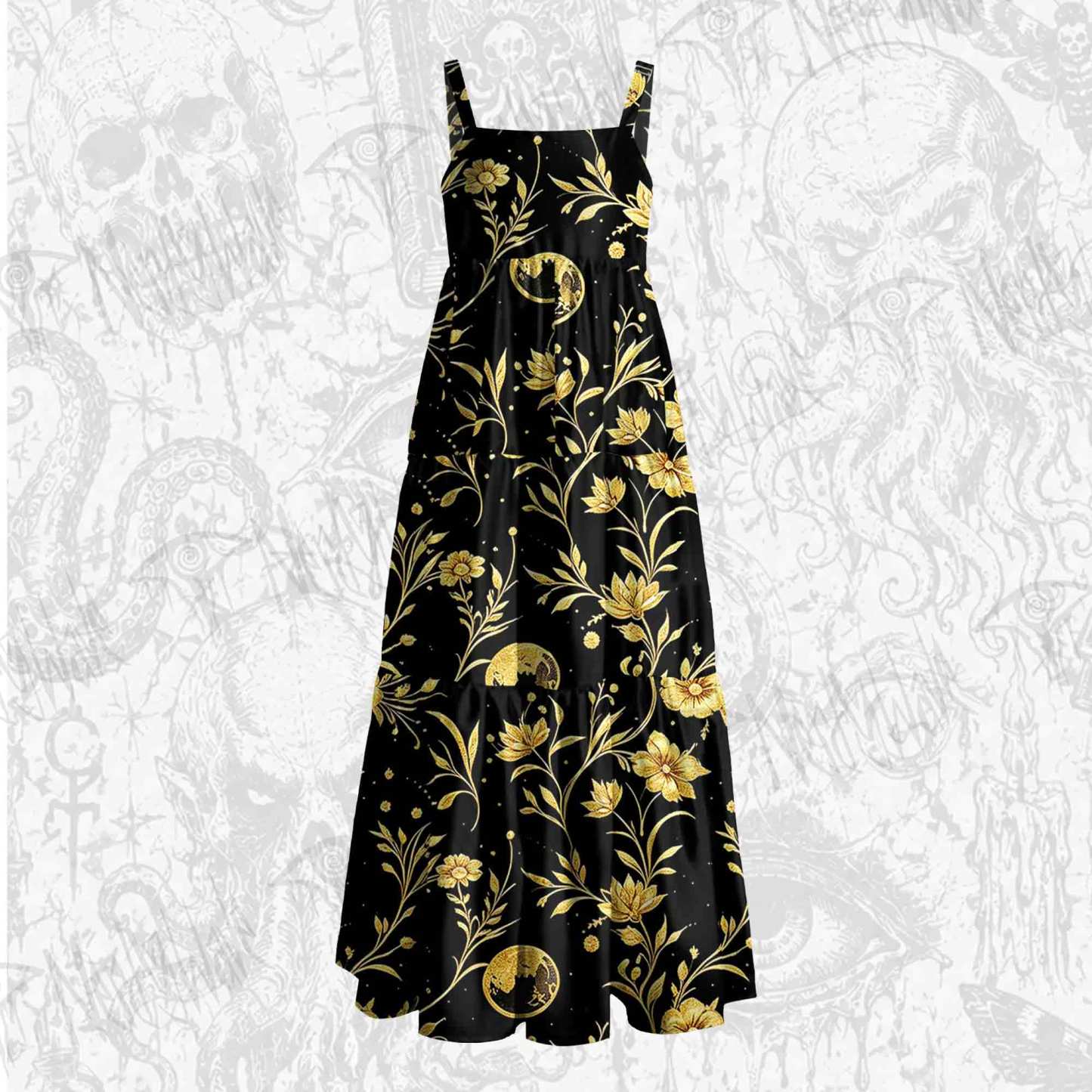 Golden Oracle Wide Straps Maxi Dress
