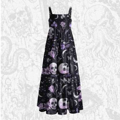 Lavender Skull Wide Straps Maxi Dress