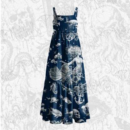 Abyssal Echoes Wide Straps Maxi Dress