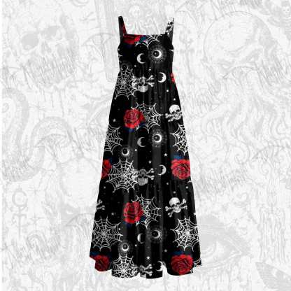 Spider Silk Rose Wide Straps Maxi Dress